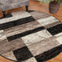 12' Black Brown And Beige Patchwork Runner Rug